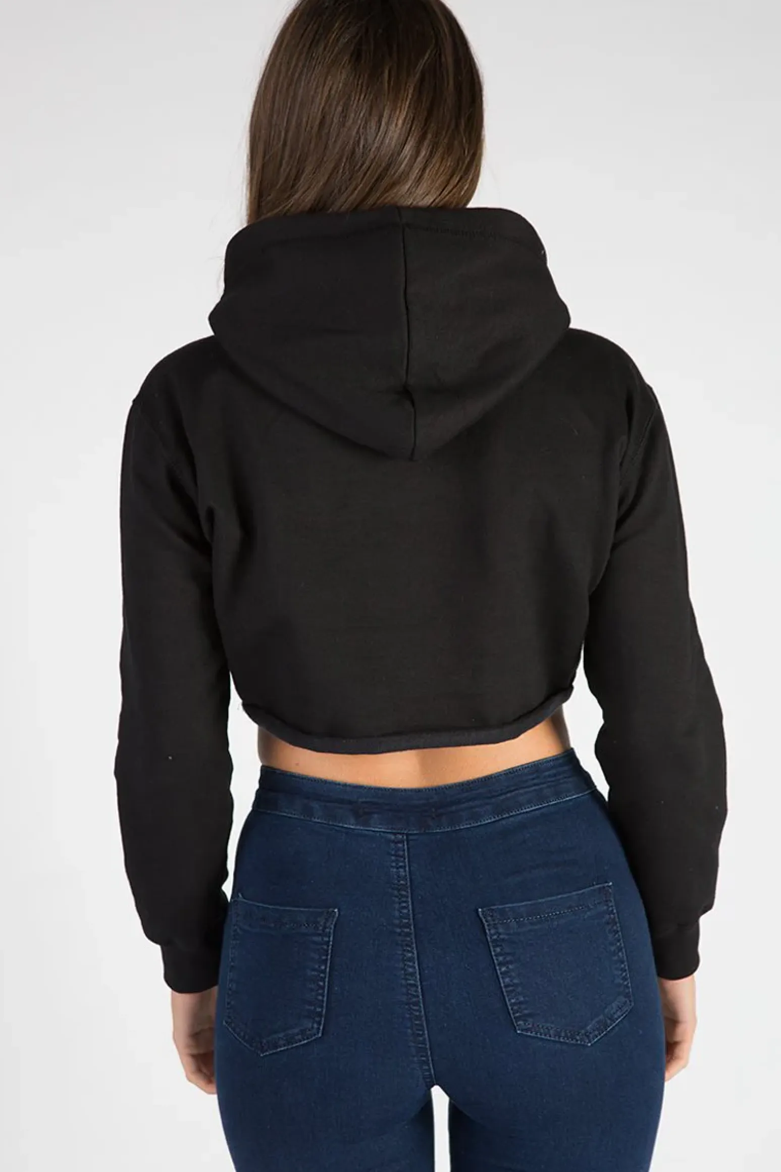 Rebellious Fashion Black Part Time Mermaid Slogan Cropped Hoodie - Lora