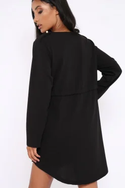 Rebellious Fashion Black Pearl Detail Slouchy Jacket - Kylie