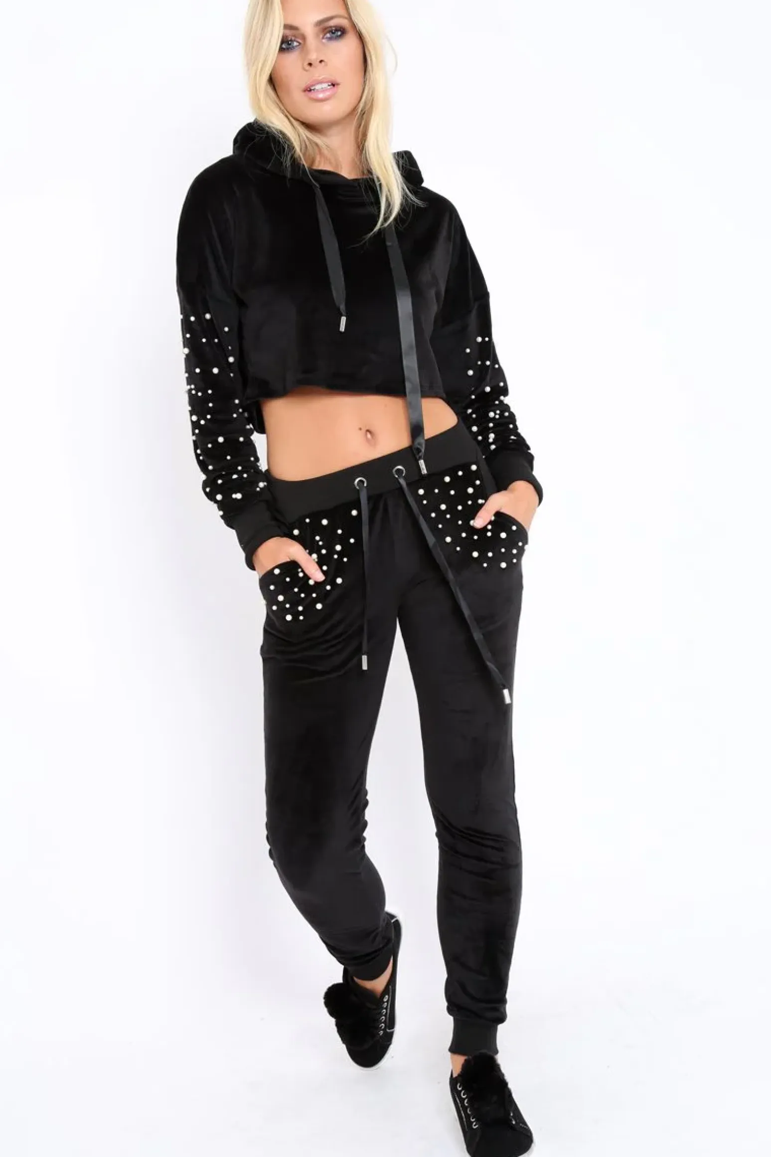 Rebellious Fashion Black Pearl Loungewear Set - Karah