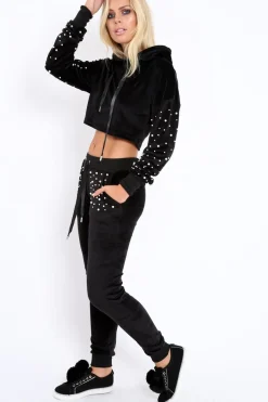 Rebellious Fashion Black Pearl Loungewear Set - Karah