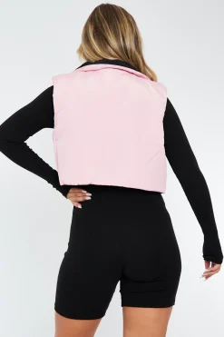 Rebellious Fashion Black Pink Reversible Cropped Puffer Gilet - Naava