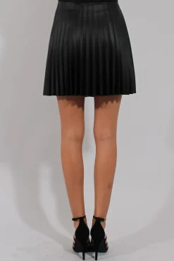 Rebellious Fashion Black Pleated PU Skirt - Ally