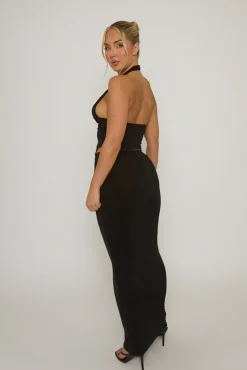 Rebellious Fashion Black Plunge Bead Trim Top - Arlette