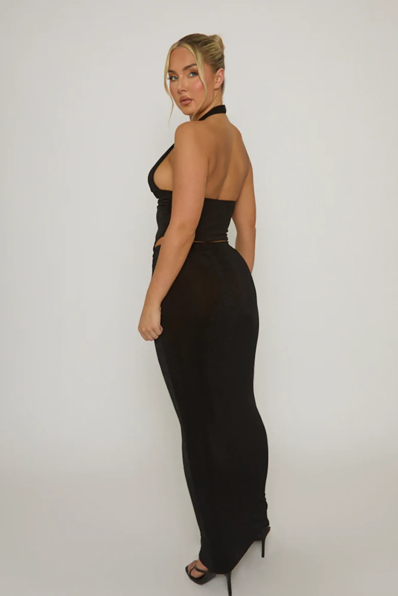 Rebellious Fashion Black Plunge Bead Trim Top - Arlette