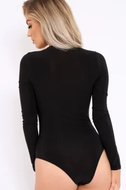 Rebellious Fashion Black Plunge Bodysuit - Betty