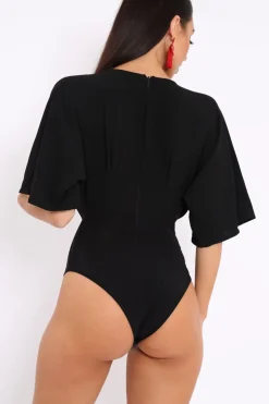 Rebellious Fashion Black Plunge Bodysuit - Florence