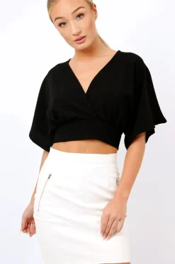 Rebellious Fashion Black Plunge Crop Top - Suzanne