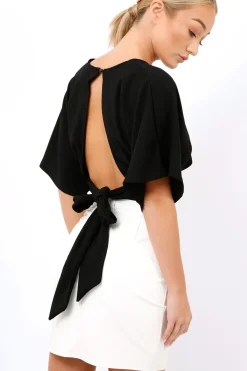 Rebellious Fashion Black Plunge Crop Top - Suzanne