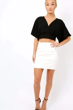 Rebellious Fashion Black Plunge Crop Top - Suzanne