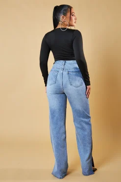Rebellious Fashion Black Plunge Neck Long Sleeve Bodysuit - Edith