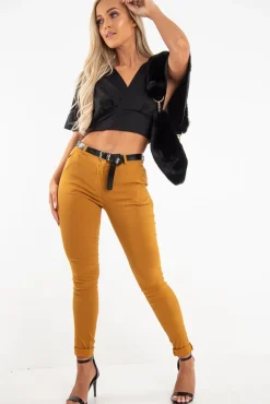 Rebellious Fashion Black Plunge Tie Back Blouse Crop Top - Bryelle