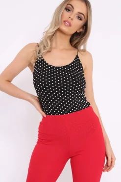 Rebellious Fashion Black Polka Dot Bodysuit - Tari