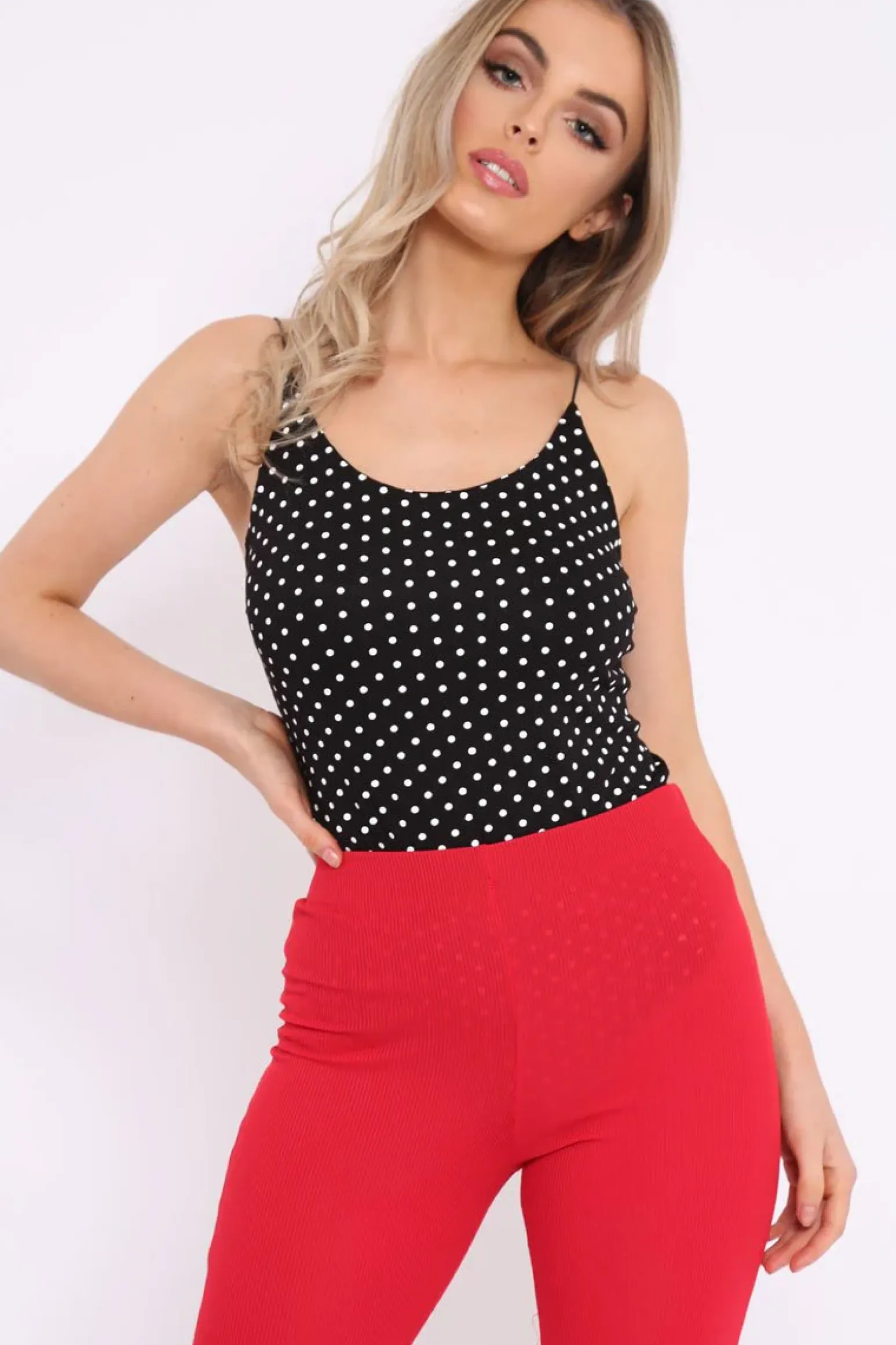 Rebellious Fashion Black Polka Dot Bodysuit - Tari