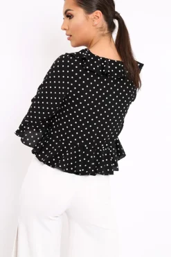 Rebellious Fashion Black Polka Dot Crop Top - Alixandra
