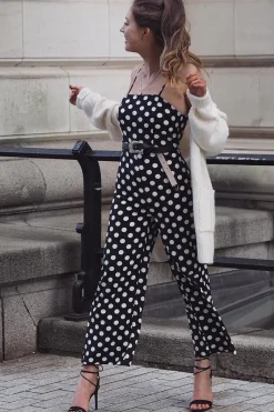 Rebellious Fashion Black Polka Dot Jumpsuit - Witney