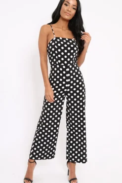 Rebellious Fashion Black Polka Dot Jumpsuit - Witney