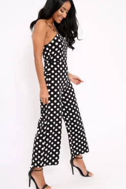 Rebellious Fashion Black Polka Dot Jumpsuit - Witney