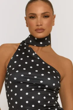 Rebellious Fashion Black Polka Dot Scarf Top - Melani