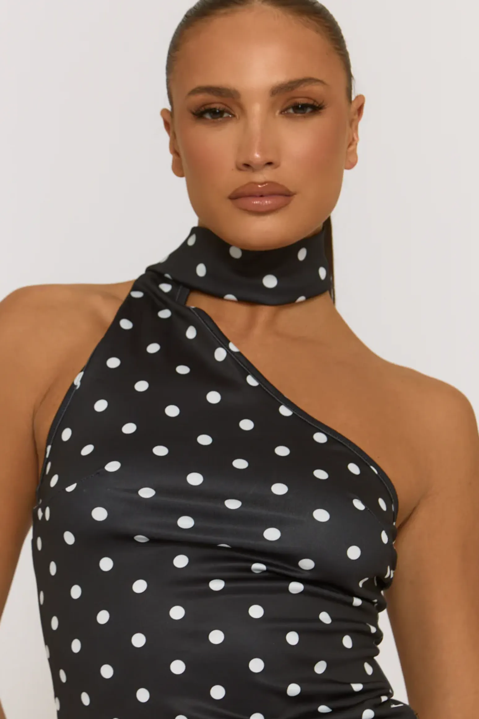 Rebellious Fashion Black Polka Dot Scarf Top - Melani