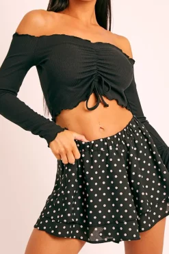 Rebellious Fashion Black Polka Dot Tiered Shorts - Maiyah