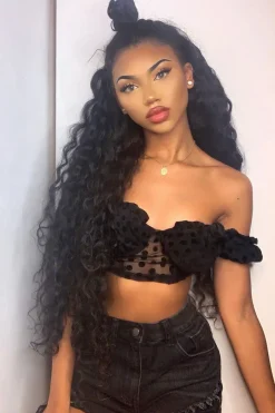 Rebellious Fashion Black Polka Mesh Milkmaid Crop Top - Rosa