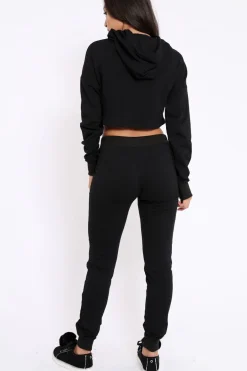 Rebellious Fashion Black Pom pom Loungewear Set - Sacha
