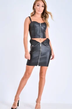 Rebellious Fashion Black PU Crop Top - Suhey