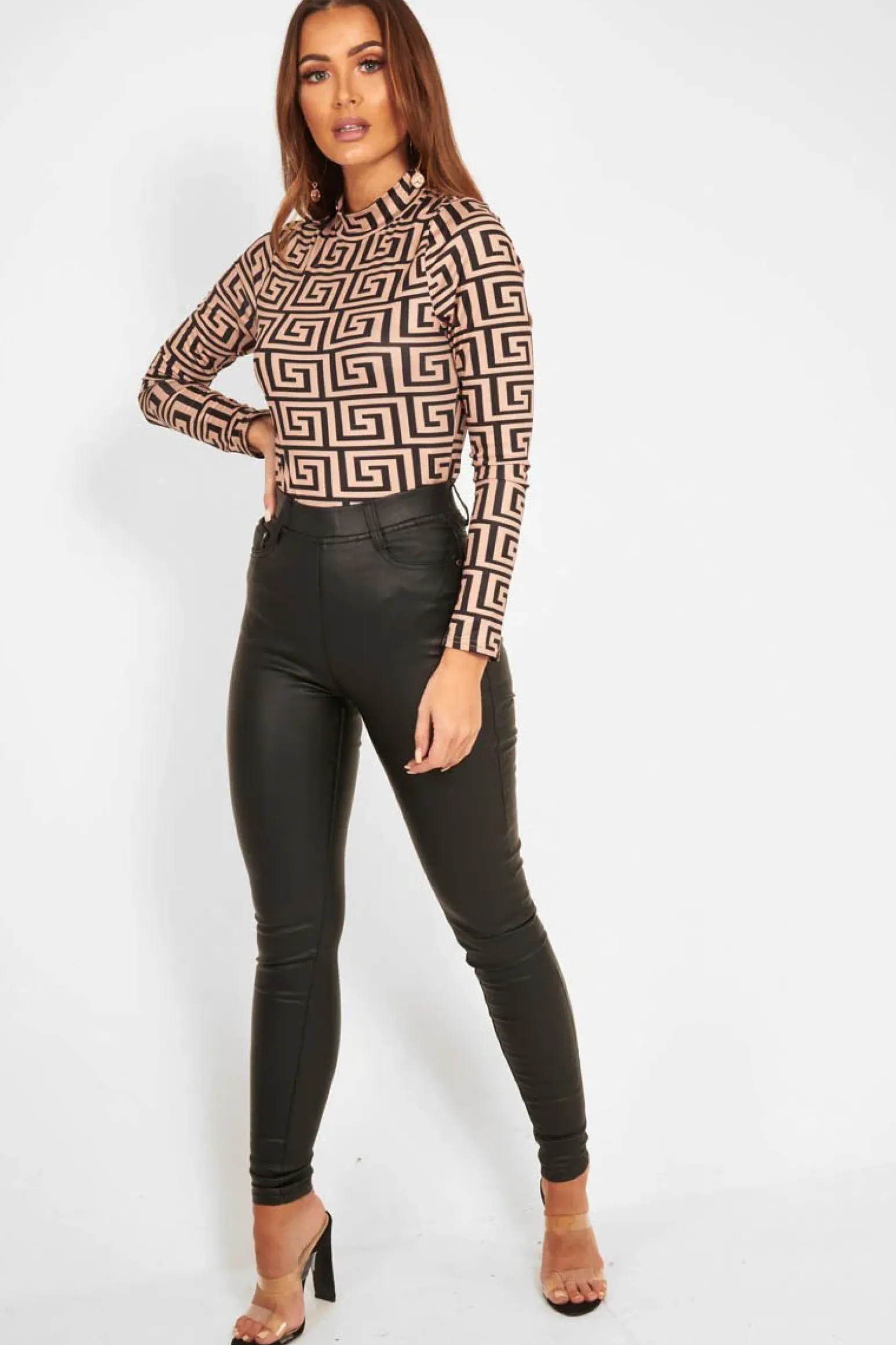 Rebellious Fashion Black PU Faux Leather Skinny Jeans - Ellisen