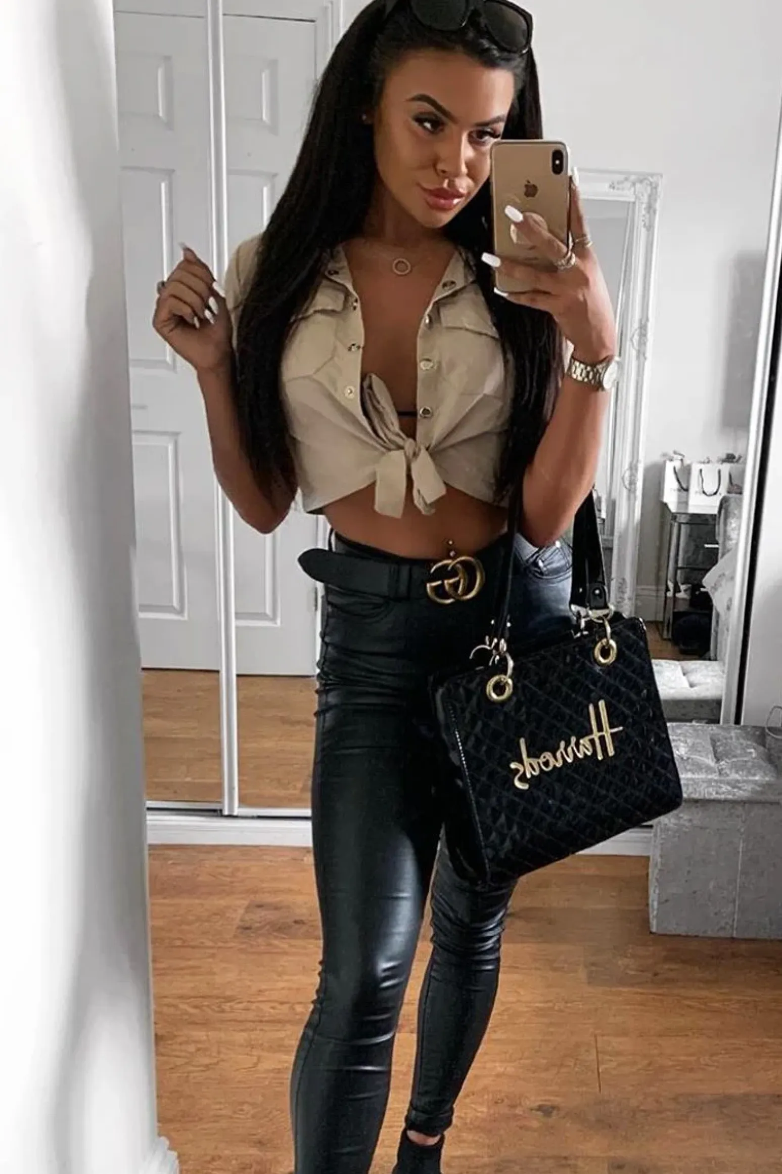 Rebellious Fashion Black PU Faux Leather Skinny Jeans - Ellisen