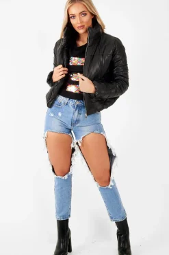 Rebellious Fashion Black Puffer Coat - Alyssa