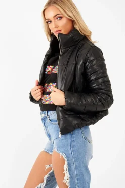Rebellious Fashion Black Puffer Coat - Alyssa