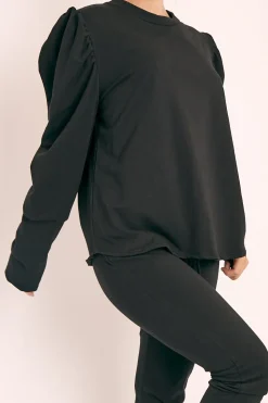Rebellious Fashion Black Puff Sleeve Loungewear Co-ord - Harley