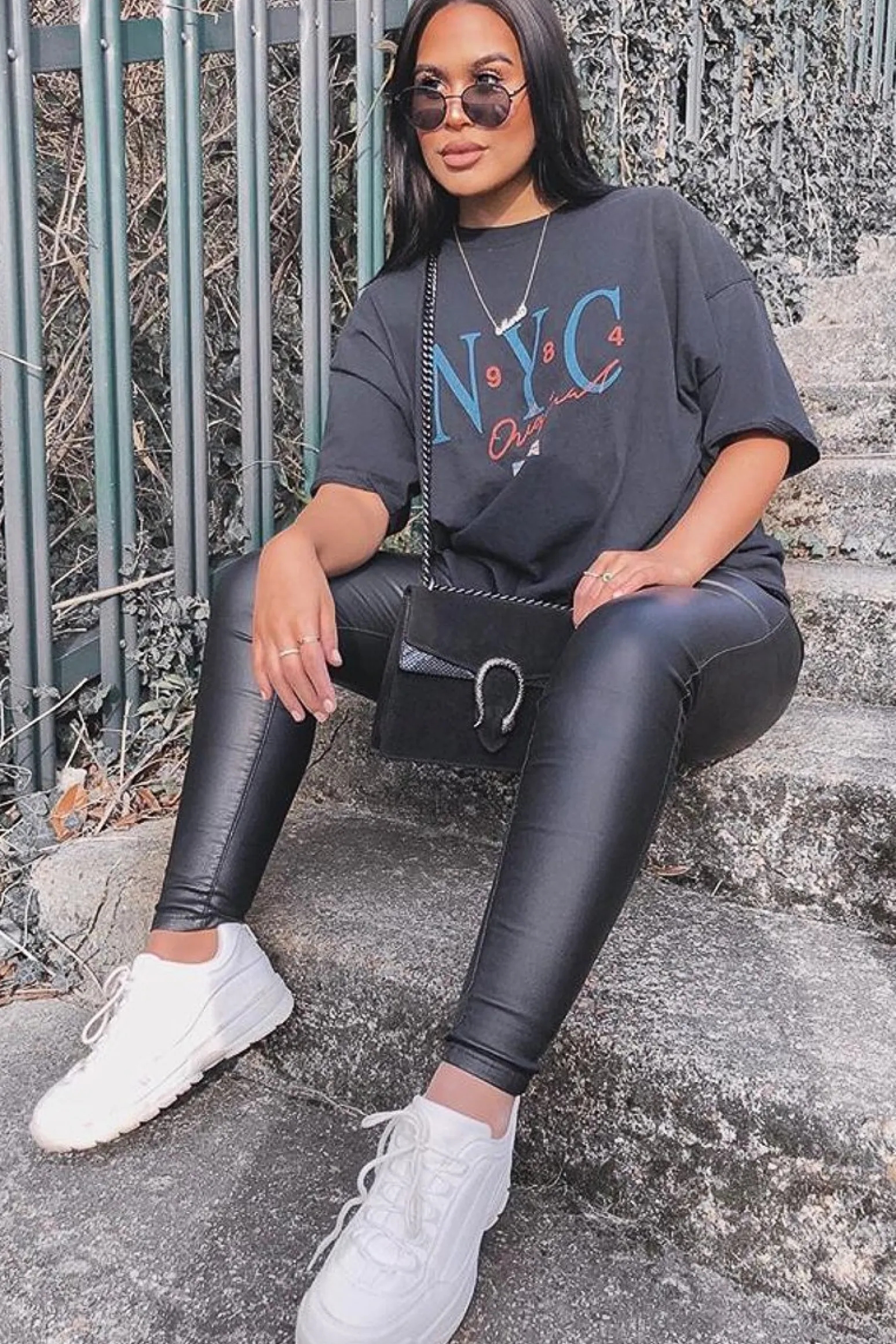 Rebellious Fashion Black PU High Waisted Leggings - Emra