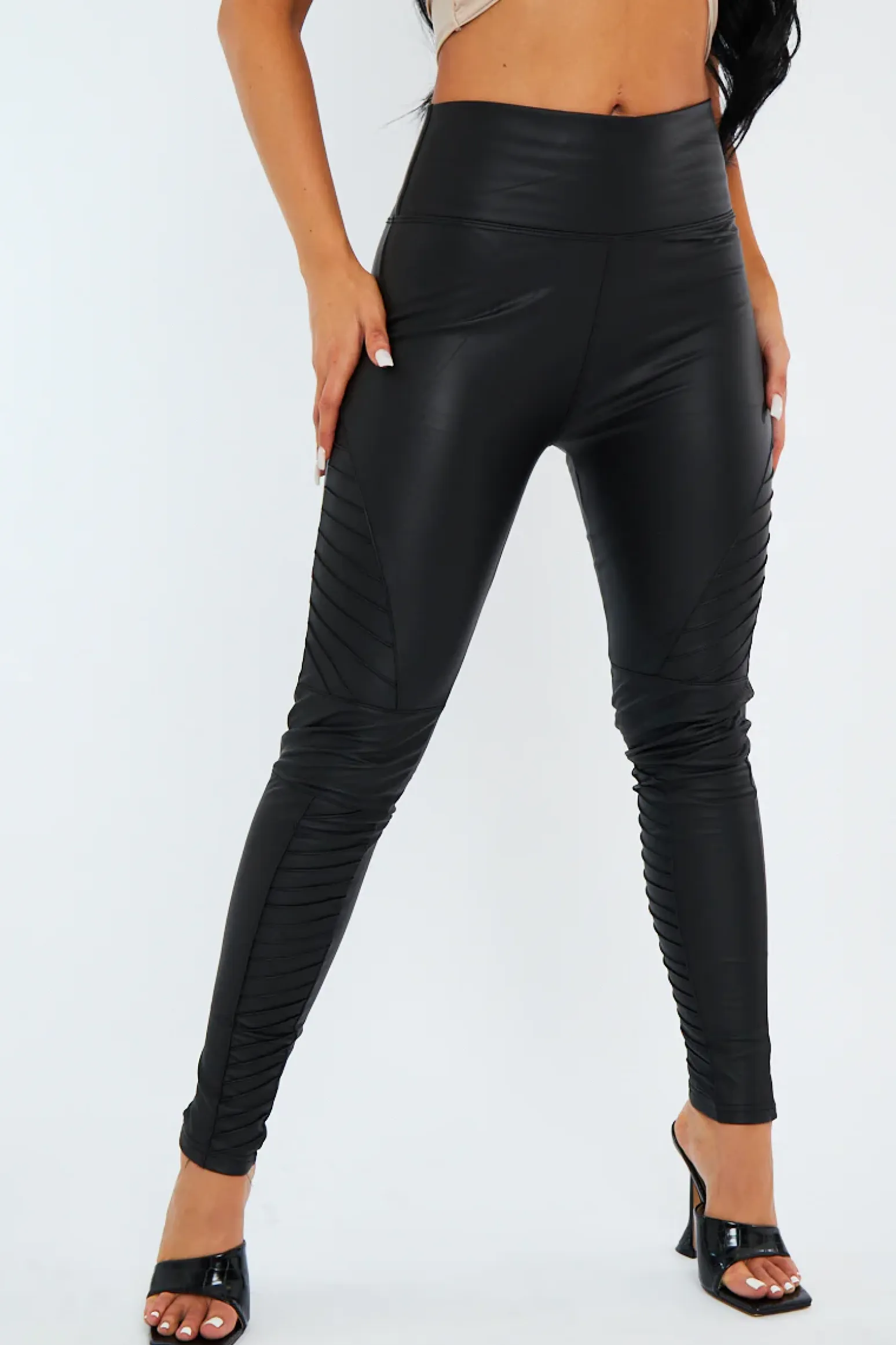 Rebellious Fashion Black PU Leather Biker Leggings - Paz