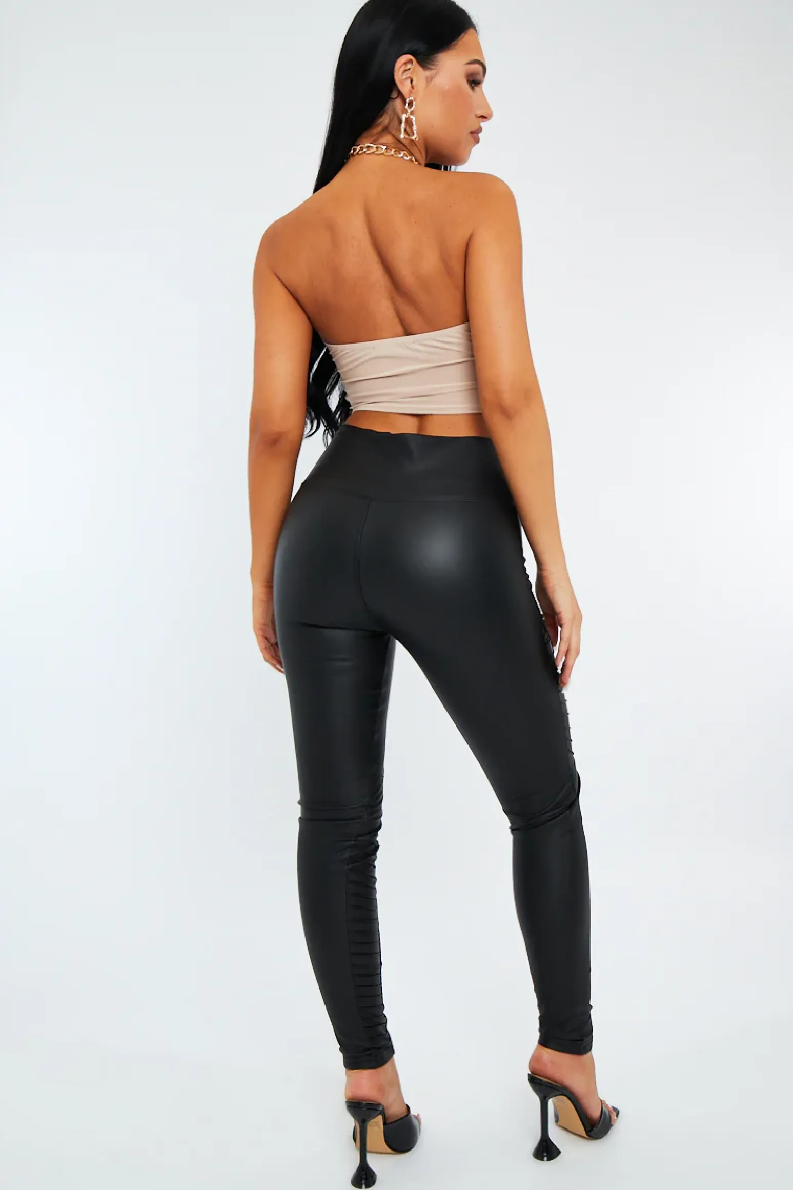 Rebellious Fashion Black PU Leather Biker Leggings - Paz