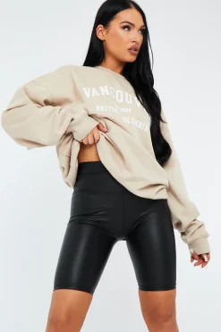 Rebellious Fashion Black PU Leather Cycling Shorts - Fawne
