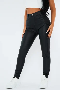 Rebellious Fashion Black PU Leather Leggings - Linzi
