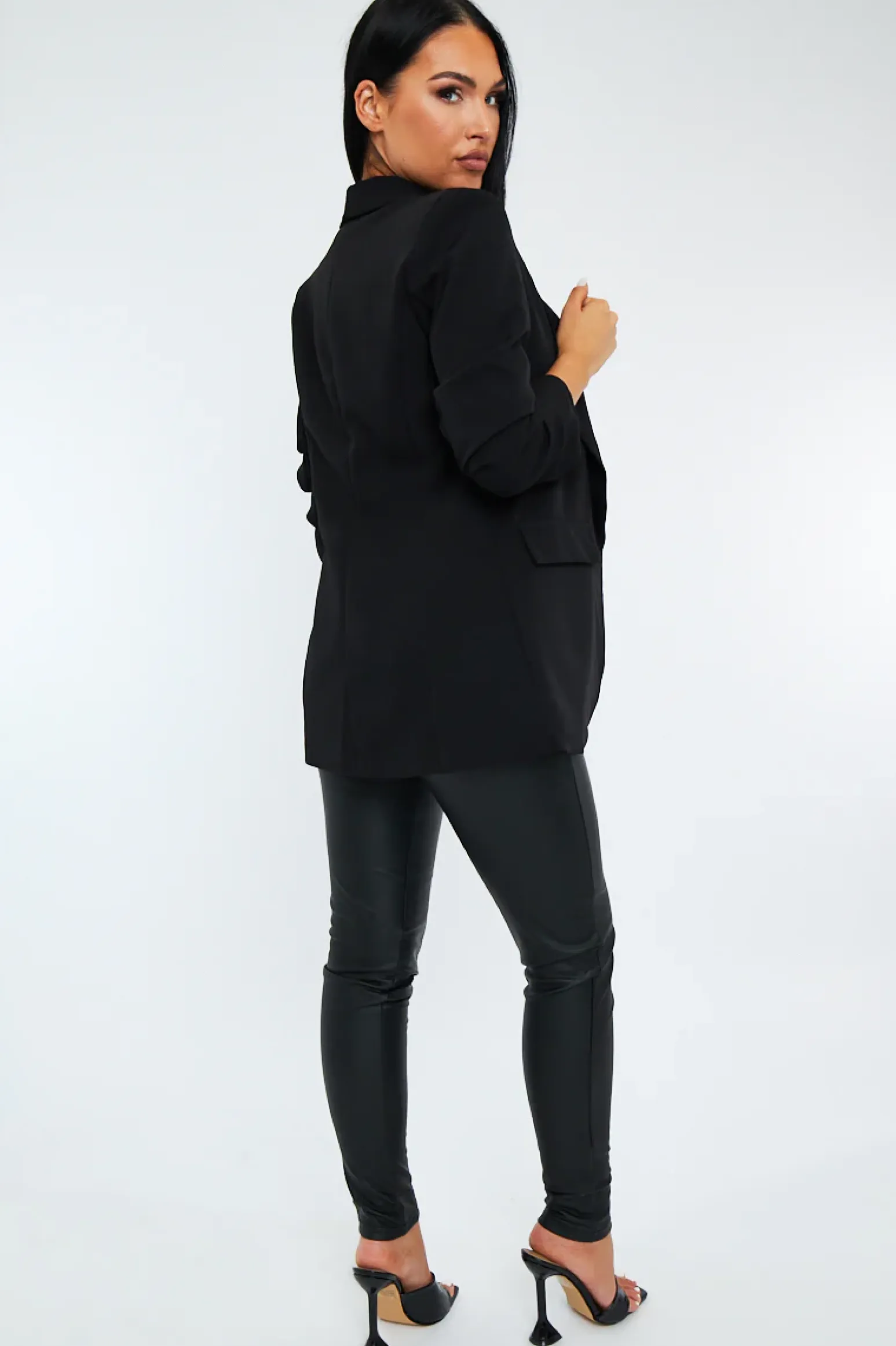Rebellious Fashion Black PU Leather Zip Detail Leggings - Seryce