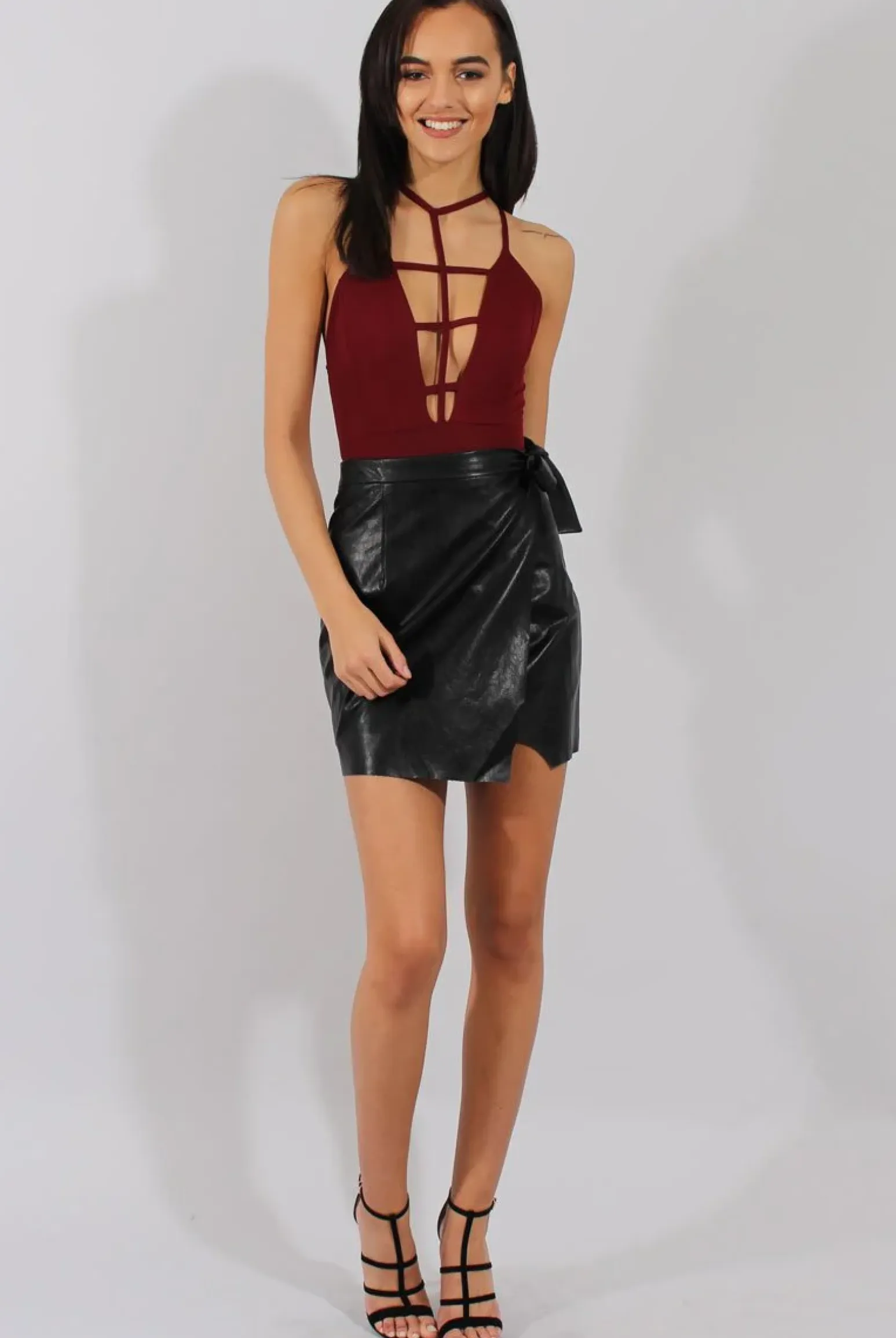 Rebellious Fashion Black PU Wrap Around Mini Skirt - Jazlyn