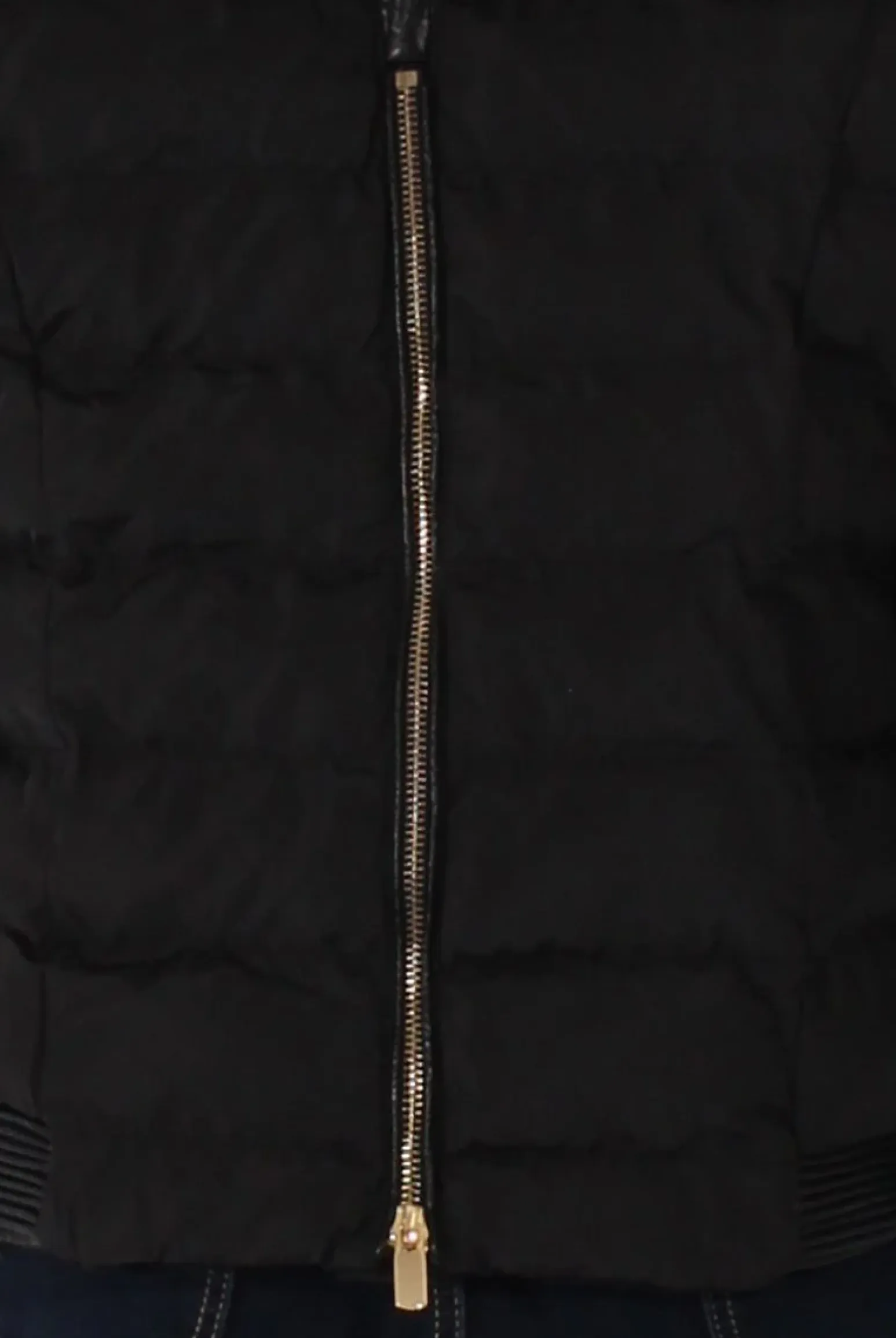 Rebellious Fashion Black Quilted Coat with Faux Fur Hood - Vega