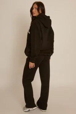 Rebellious Fashion Black Rebel Sport Wide Leg Joggers - Luciana