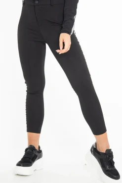 Rebellious Fashion Black Reflective Stripe Side Cigarette Trousers - Nicky