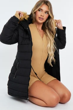 Rebellious Fashion Black Reversible Fur Hood Parka Jacket - Cambri