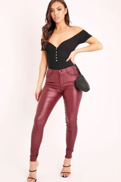 Rebellious Fashion Black Ribbed Button Front Cap Sleeve Bodysuit - Billie