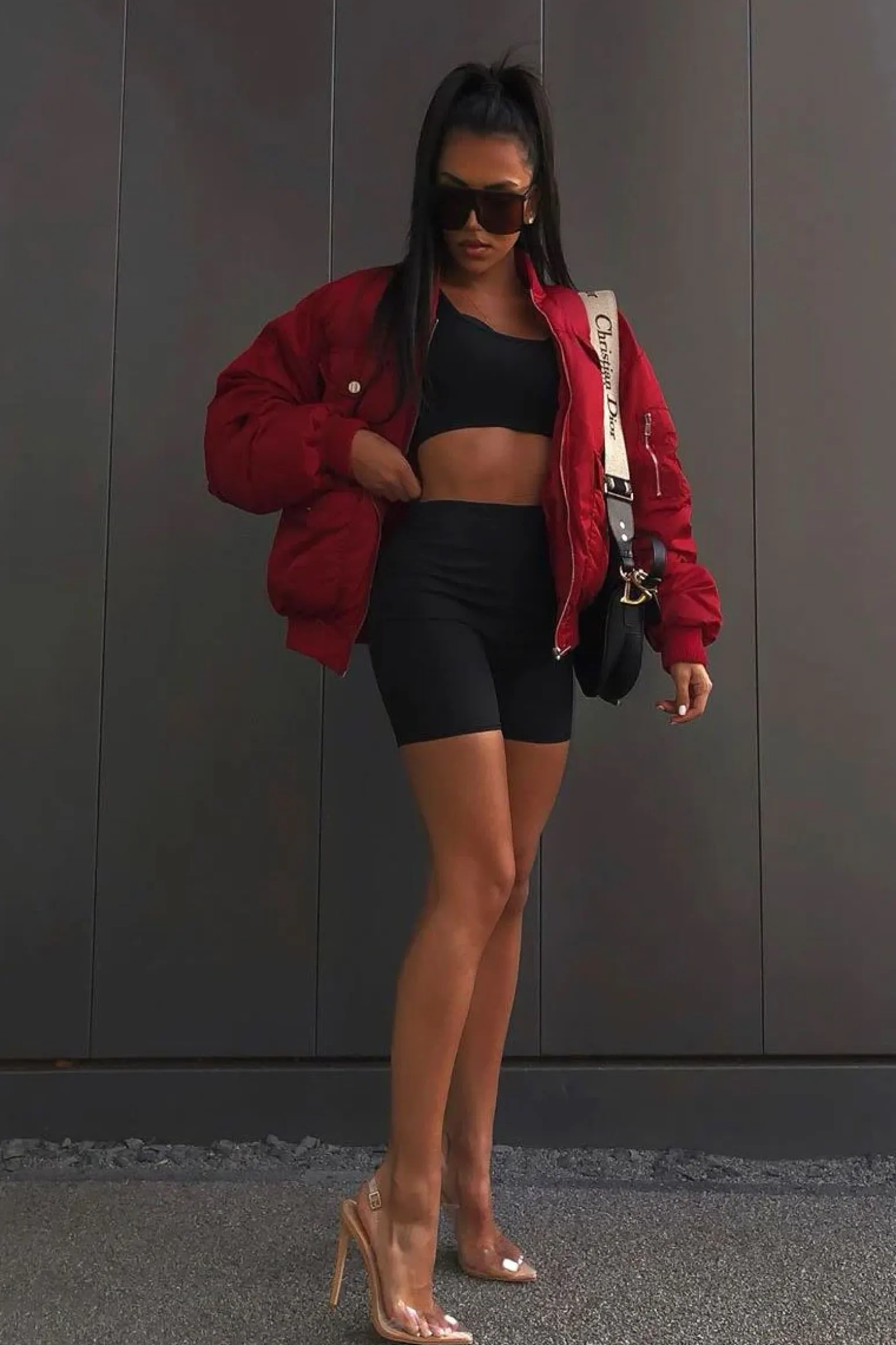 Rebellious Fashion Black Ribbed Crop Top and Cycling Shorts Co-ord - Renny