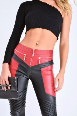 Rebellious Fashion Black Ribbed One Shoulder Lettuce Hem Top - Henlee