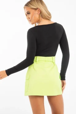 Rebellious Fashion Black Ribbed Ring Zip Bodysuit - Odessie