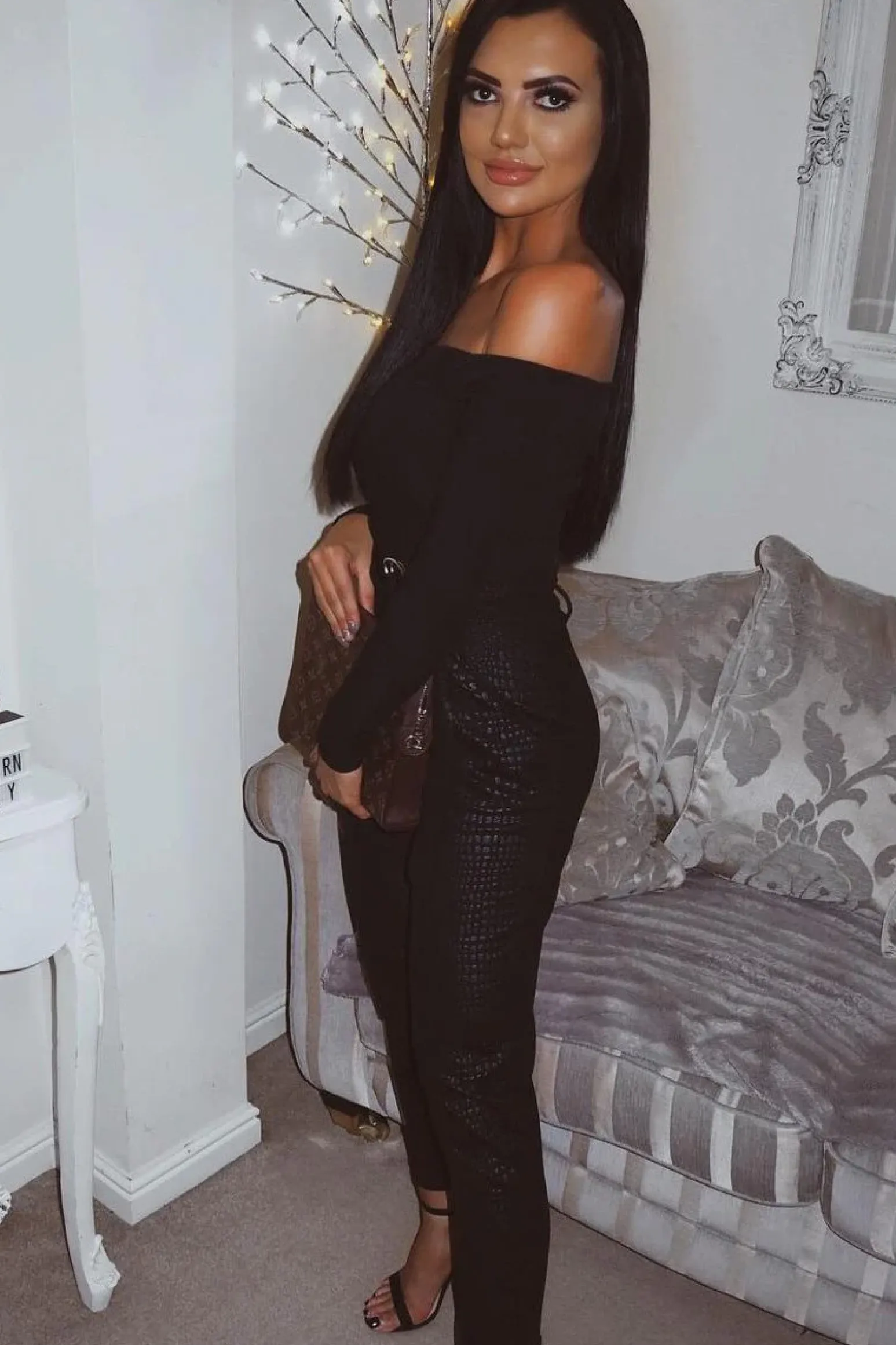 Rebellious Fashion Black Ribbed Square Neck Bodysuit - Alysha