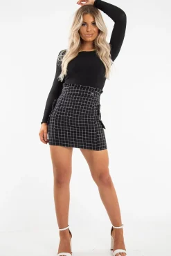 Rebellious Fashion Black Ribbed Square Neck Bodysuit - Alysha