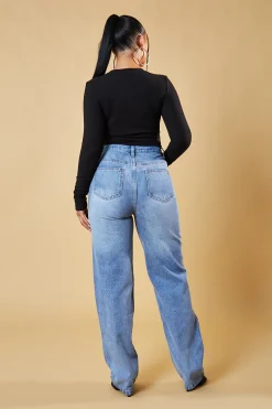 Rebellious Fashion Black Rib Knit Button Up Front Bodysuit - Scottie